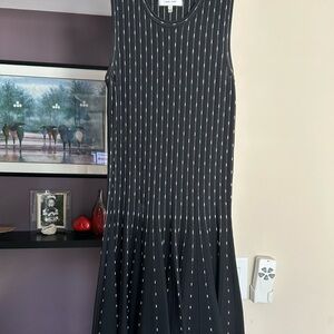 John + Jenn Black and White Striped Midi Dress